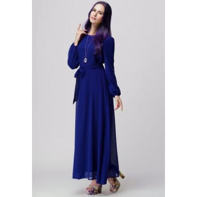 Casual Blue Chiffon Dress - Women